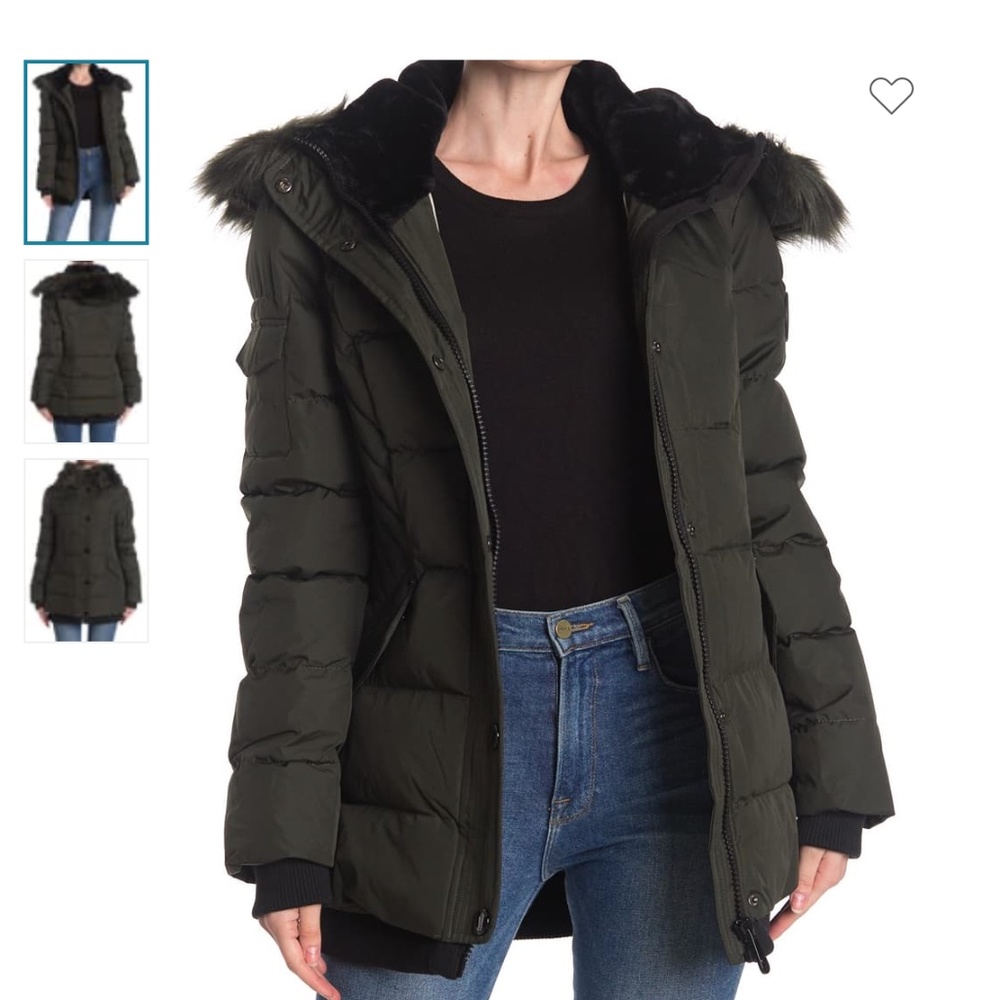 NOIZE VEGAN Faux Fur Trim Puffer Jacket